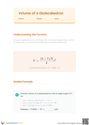 Volume of Dodecahedron Worksheet | Essential Grade 7 Math