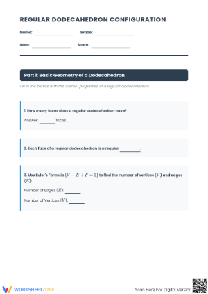 Regular Dodecahedron Geometry Worksheet | Grade 9 Essential