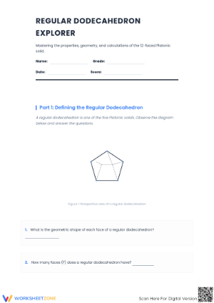 Regular Dodecahedron Worksheet | Essential Grade 7-9 Math