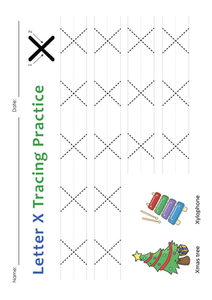 Letter X Tracing Practice: Christmas Theme