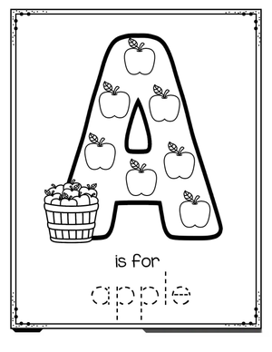 Practice Writing Letter A with Apple Worksheet