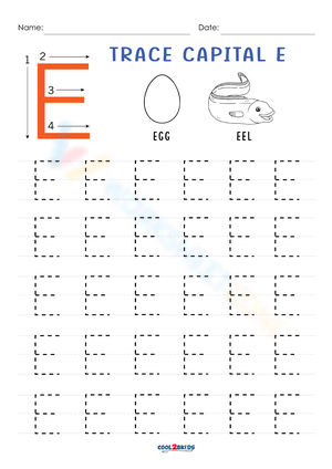 Practice Tracing Capital E Worksheet