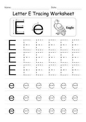 Letter E Tracing Worksheet | Essential Kindergarten Practice