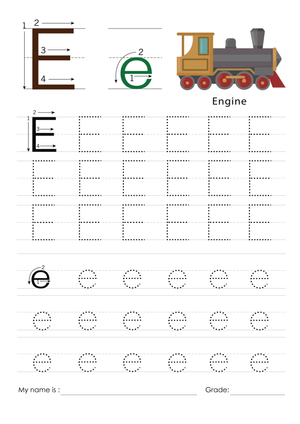 Letter E Tracing Worksheet | Printable Grade K-1