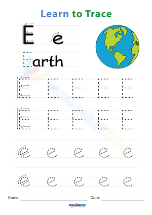 Learn Letter E with Earth Worksheet