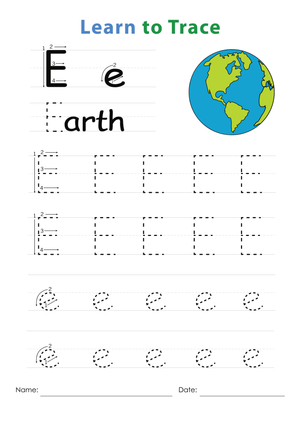 Learn Letter E with Earth Worksheet
