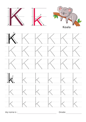 Learn Letter K with Koala Worksheet