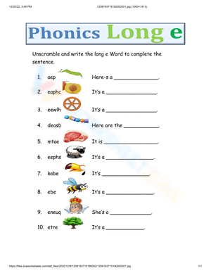 Practice Phonics with Long E Worksheet