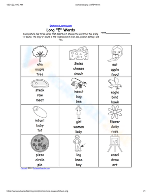 Practice Long E Vowels with This Worksheet
