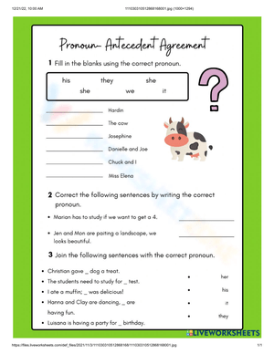 Master Pronoun Agreement With This Worksheet