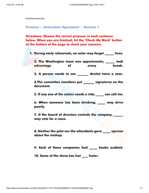 Complete Grammar Exercise 2 Worksheet