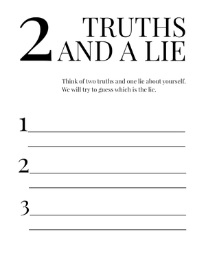 Think of Two Truths and a Lie Worksheet