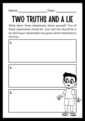 Two Truths and One Lie List Worksheet