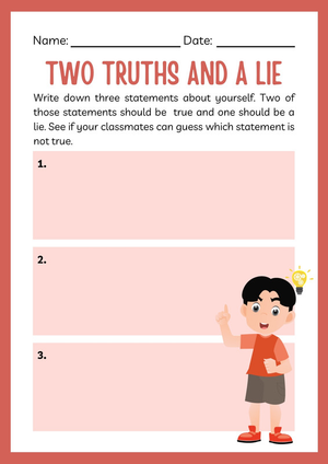 Write Two Truths and One Lie Worksheet