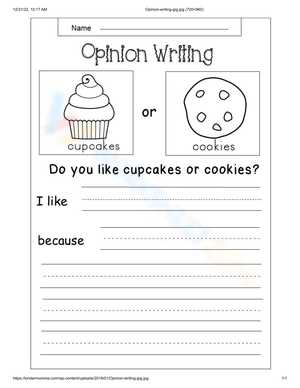 Cupcake or Cookies Choice Worksheet for Kids
