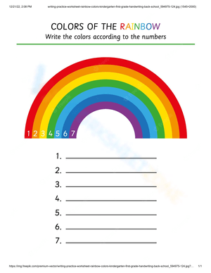 Name the Rainbow Colors Worksheet for Kids