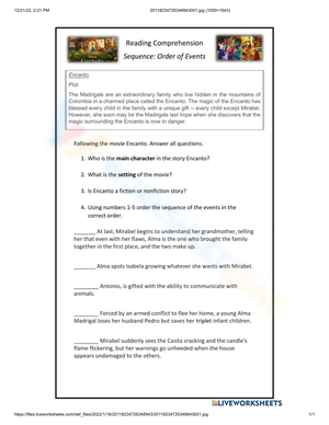 Sequencing Skills: Order of Events Worksheet