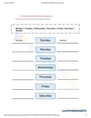 Learn the Weekdays: Interactive Practice Sheet