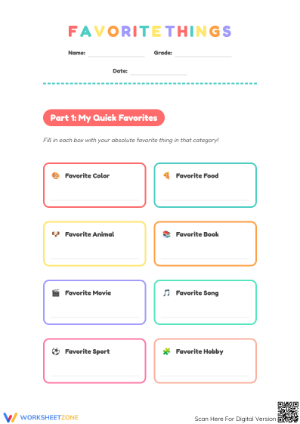 Discovering Favorite Things: A Personal Worksheet