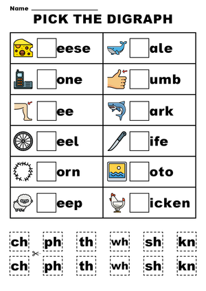 Pick the Digraphs: A Phonics Worksheet
