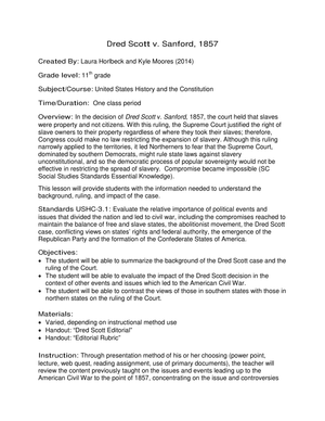 Updated Worksheet: Dred Scott vs. Sanford (1857)