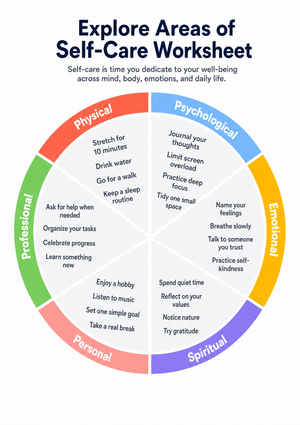 Explore Areas of Self-Care Worksheet