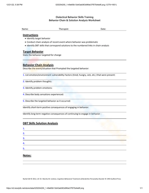 Introduction to DBT Skills Worksheet