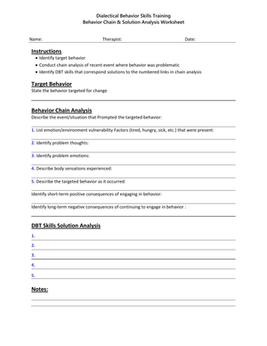 Introduction to DBT Skills Worksheet