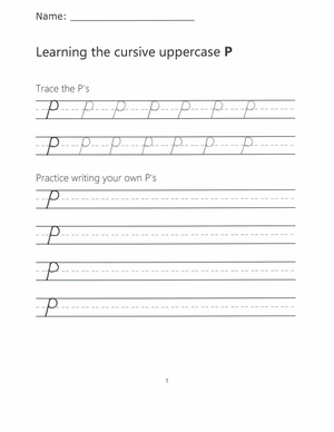Grade 2 Cursive P — Printable No-Prep Worksheet