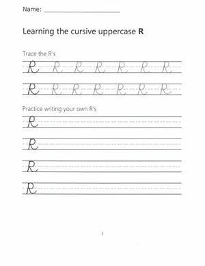 Cursive Uppercase R Worksheet | Grade 3 Printable