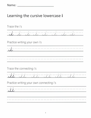 Cursive Lowercase i Worksheet | Grade 2-3 Printable