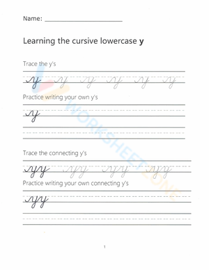 Learn to Write Cursive Lowercase y