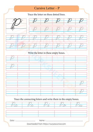 Cursive Letter P Tracing