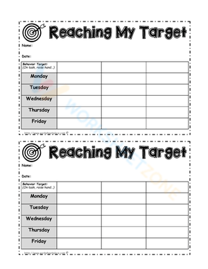 Reach My Target Goal Setting Worksheet