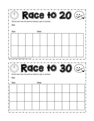 Race to 20 Math Game Worksheet