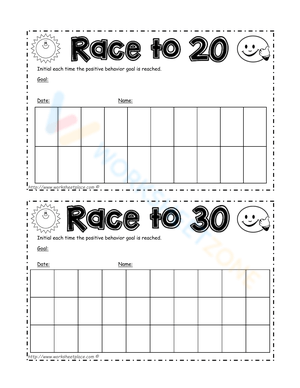 Race to 20 Math Game Worksheet
