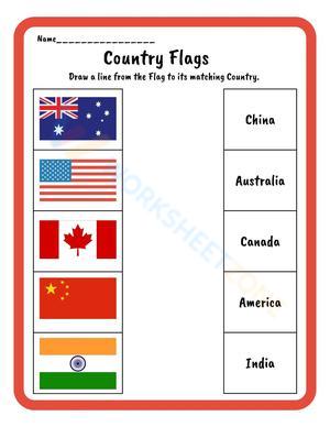 Identifying Country Flags Worksheet