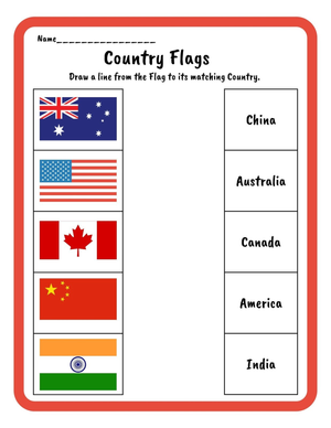 Identifying Country Flags Worksheet