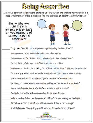 Practicing Being Assertive Worksheet