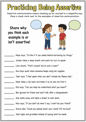 Practicing Being Assertive Worksheet