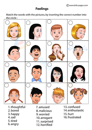 Feelings Identification Worksheet for Kids