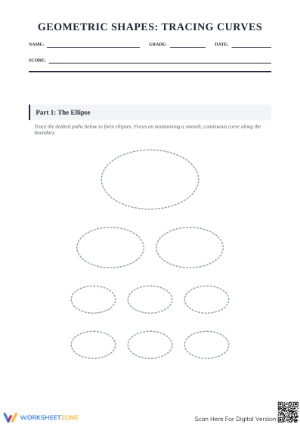 Printable Tracing Curves Worksheet | Grade 6-12 Geometry