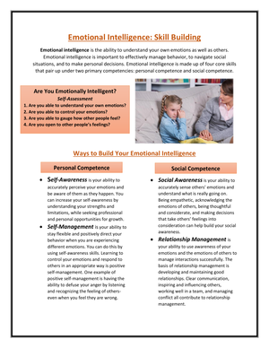 Building Skills in Emotional Intelligence