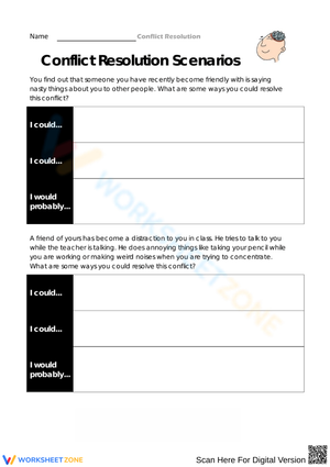 Conflict Resolution with Engaging Scenarios