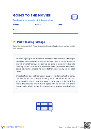 Going to the Movies | Essential Grade 5 Reading Worksheet