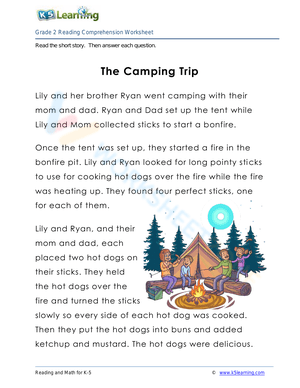 The Camping Trip Reading Comprehension Worksheet
