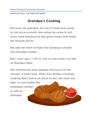 Grandpa's Cooking: A Reading Comprehension Adventure