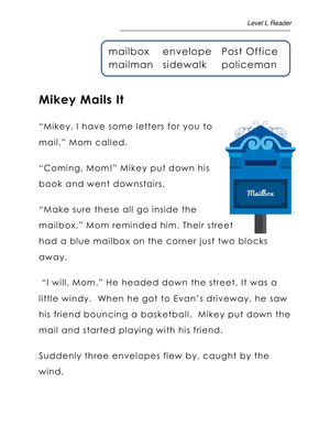 Mikey Mails It: A Reading Comprehension Worksheet Adventure
