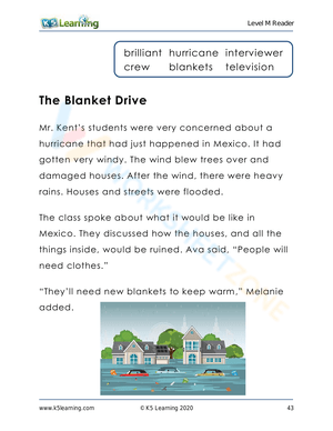 The Blanket Drive: A Reading Comprehension Worksheet