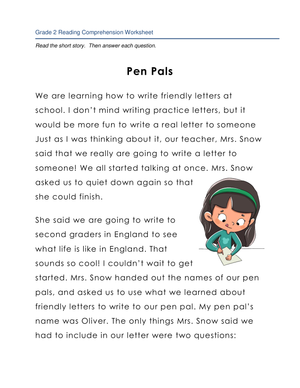 Pen Pals: A Reading Comprehension Adventure